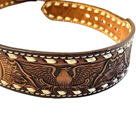 Vintage Brazos Joe Tooled Leather Belt with Thelma stamped on back - Picture 4 of 11